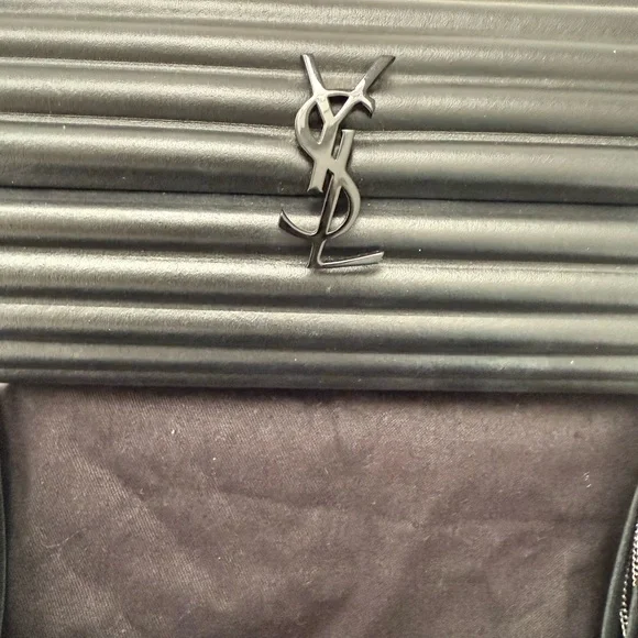 RARE SAINT LAURENT YSL Black Plexiglass Opyum Box Leather Silver Fringe Handbag - Picture 4 of 12